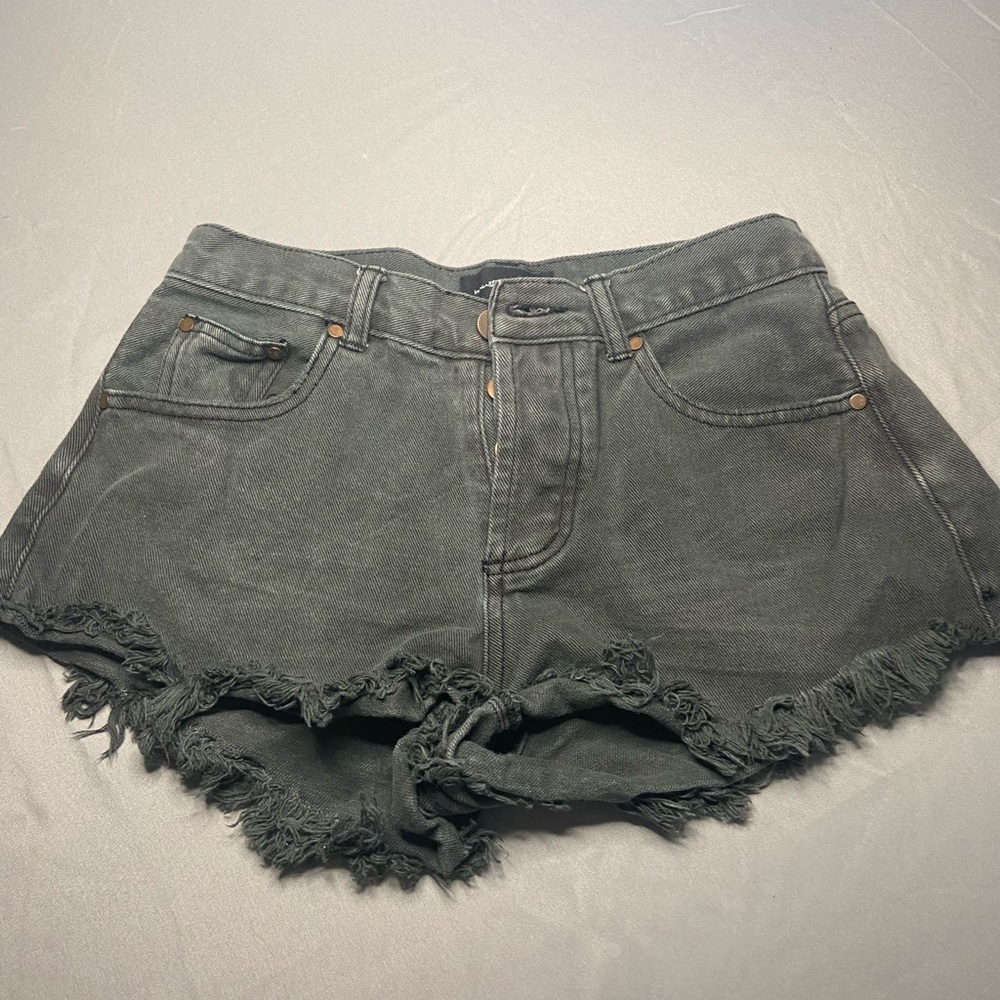 Frayed High Rise Shortie Shorts